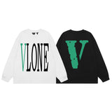 Vlone Sweatshirts Autumn and Winter Green Big V Letter Crew Neck