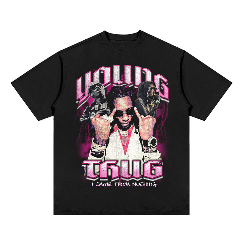 Hip Hop Rapper T Shirt Short Sleeved T-shirt European and American High Street Fashion Brand Top