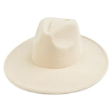 Walter White Fedora Solid Color Big Brim Top Hat Lun Fedora Hat Men and Women Retro Woolen Hat