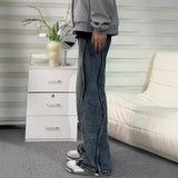 Unisex Jeans Washed Splicing Design Sense Casual