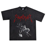 Rock Star T Shirt Emperor Band Personalized Printed T-shirt Short Sleeve Loose T-shirt Washed Distressed