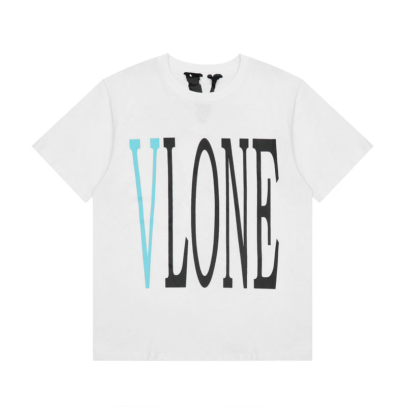 Vlone T Shirt Spring and Summer Big V Letter Crew Neck