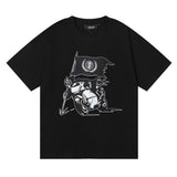 Trapstar T Shirts Trapstar Ghost Rider Flag Print Casual Short Sleeve T-Shirt