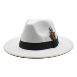 Walter White Hats Fashion Couple Feather Woolen Top Hat Flat Brim Big Brim Jazz Hat