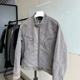 Unisex Baseball Jersey Cropped Denim Jacket