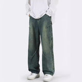 Unisex Jeans Vintage Blue Wide Leg Jeans Loose Straight