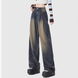 Unisex Jeans Straight Jeans Spring and Autumn Vintage Loose Pleated Wide Leg Pants