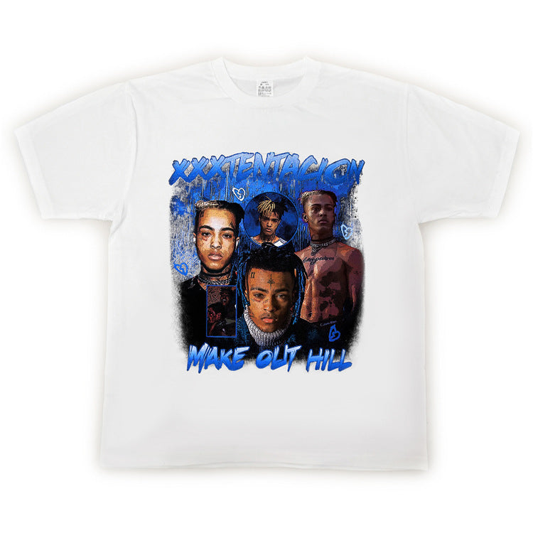Hip Hop Rapper T Shirt High Street Loose Heavy Short Sleeve T-shirt