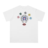 CHH Chrome Heart T Shirts Cross Leather Print Short Sleeve T-Shirt Loose