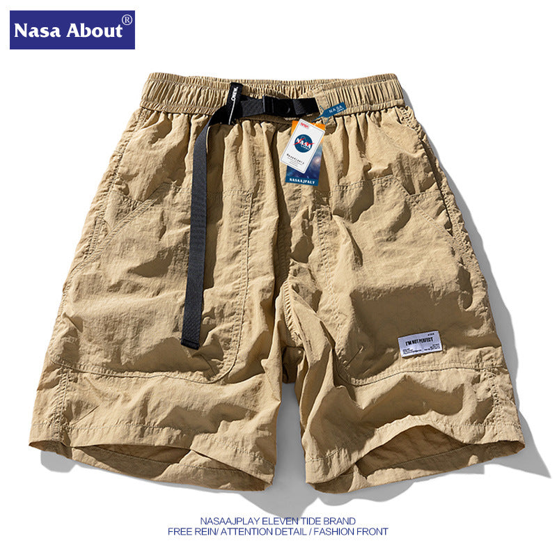 Nasa Shorts Men's Casual Loose Solid Color Shorts
