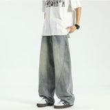 Unisex Jeans American Jeans Spliced Loose Wide Leg Pants Casual Pants