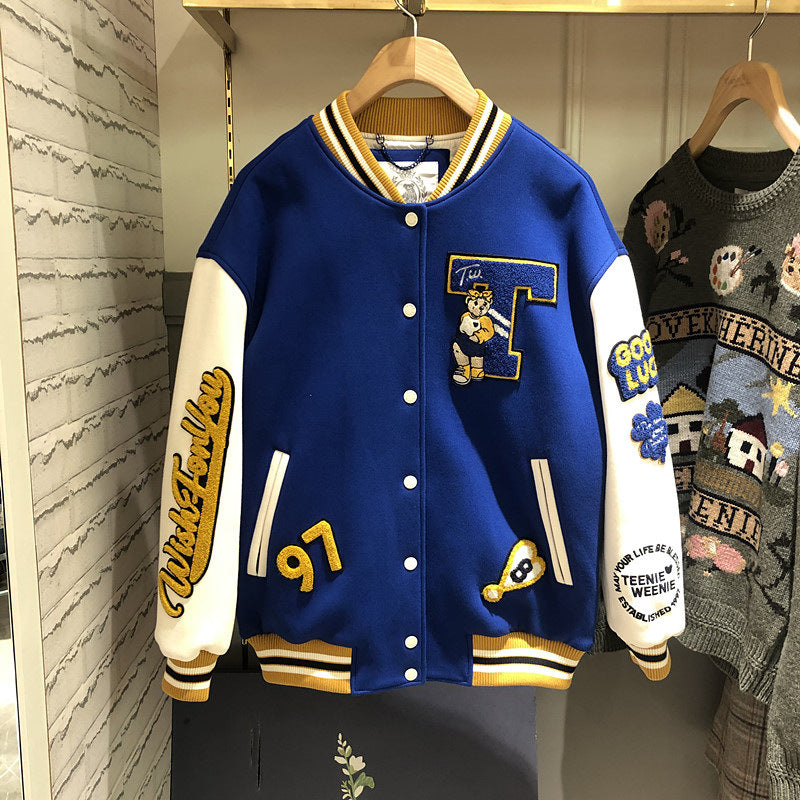 Unisex Baseball Jersey Embroidered Patchwork Baseball Jacket