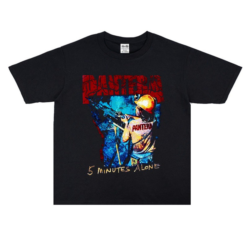 Rock Star T Shirt T-shirt Printed Short Sleeve Loose Cotton Men and Women Heavy Weight