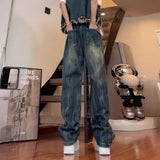 Unisex Jeans American Vintage Ripped Washed Jeans High Street