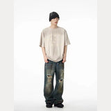 Unisex Jeans Retro Ripped Jeans Straight Loose Casual