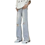Unisex Jeans Ripped Old Jeans American Straight Pants