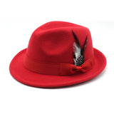Walter White Hats Men's Billycock Feather Fur Felt Hat Men's Jazz Fedora
