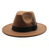 Walter White Hats Fashion Couple Feather Woolen Top Hat Flat Brim Big Brim Jazz Hat