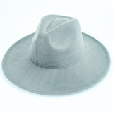 Walter White Fedora Solid Color Big Brim Top Hat Lun Fedora Hat Men and Women Retro Woolen Hat