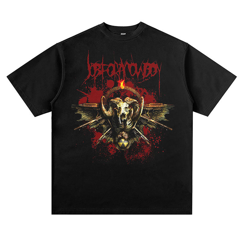 Rock Band T Shirt Black Casual Loose Short Sleeves