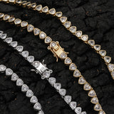 Zircon necklace copper inlaid zircon heart-shaped tennis chain