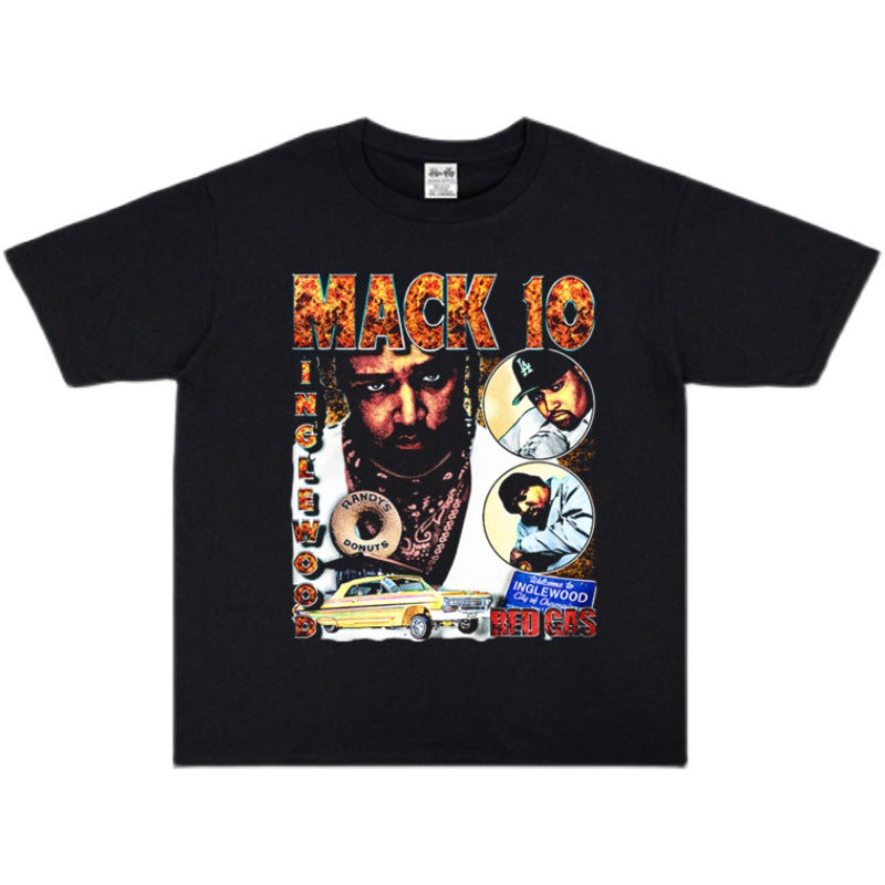 Rock Star T Shirt Mack 10 Hip Hop Hip Hop-Hop Short Sleeve Loose