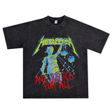Rock Star T Shirt Metallica Rock Washed Distressed T-shirt Loose Street Men and Women