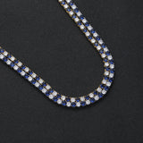 Zircon necklace blue and white zircon tennis chain
