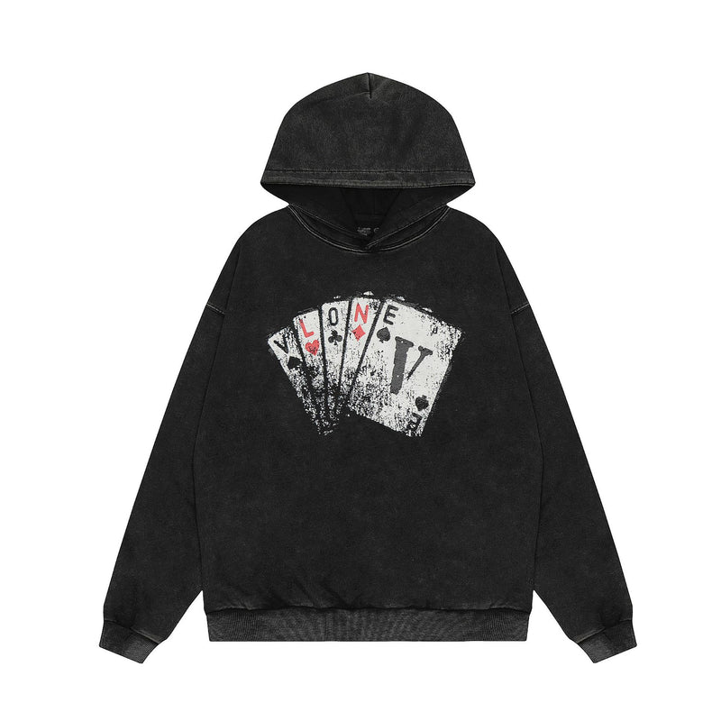 Vlone Hoodie autumn and winter playing card pattern