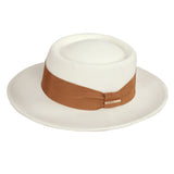 Walter White Fedora Wool Bow Flat Top Woolen Hat Vintage Denim Fedora Hat