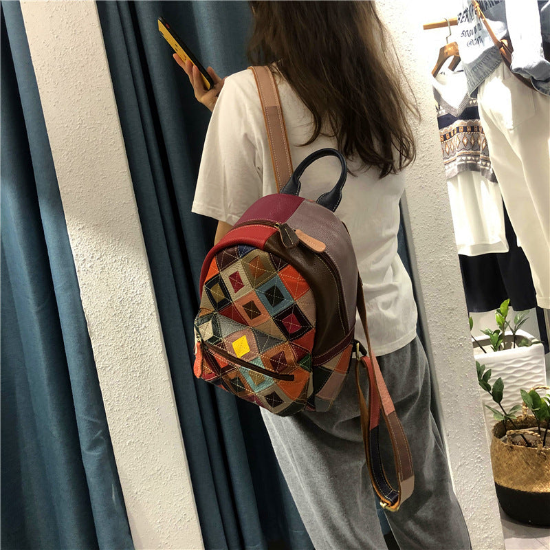 Chh Chrome Heart Leather Bag Handmade Contrast Cowhide Bag Backpack