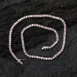 Zircon necklace pink and white zirconium inlaid tennis necklace