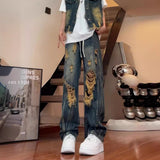 Unisex Jeans Vintage Washed Jeans Vibe Straight Pants