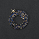 Zircon necklace blue single row chain
