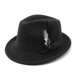 Walter White Hats Men's Billycock Feather Fur Felt Hat Men's Jazz Fedora