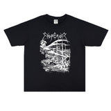 Rock Star T Shirt Emperor Band Personalized Printed T-shirt Short Sleeve Loose T-shirt Washed Distressed