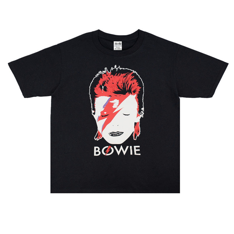 Rock Star T Shirt David Bowie Printed T-shirt Short Sleeve Loose round Neck Men and Women Casual