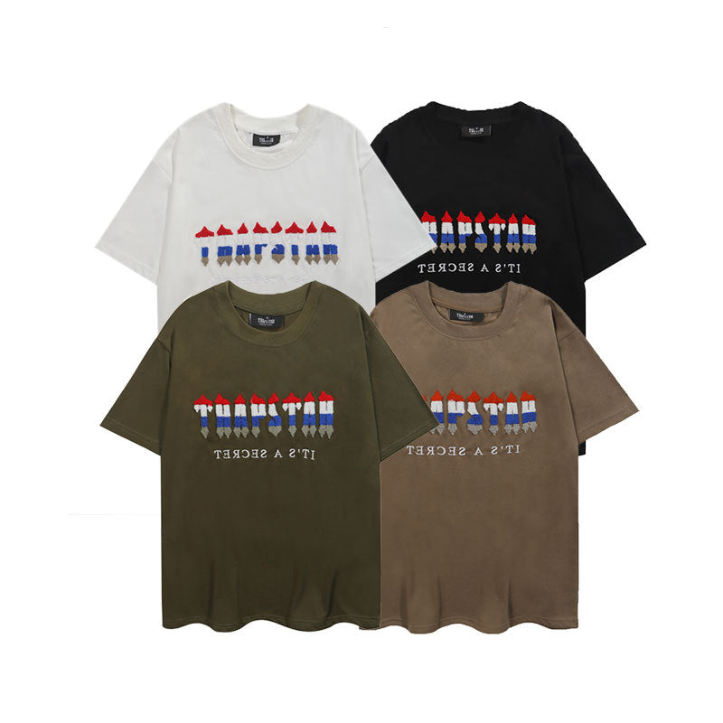 Trapstar T Shirts Trapstar Casual Letter Towel Embroidery Short Sleeve