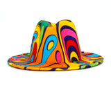 Walter White Fedora Autumn and Winter Tie-Dyed Woolen Hat Jazz Top Hat Male Adult Printing Sunshade