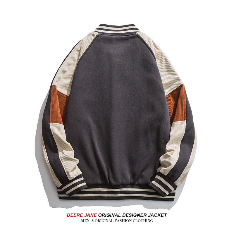 Men's Baseball Jacket Men's Winter Loose Vintage Casual Coat Cotton-Padded Jacket