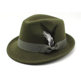 Walter White Hats Men's Billycock Feather Fur Felt Hat Men's Jazz Fedora
