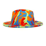 Walter White Fedora Autumn and Winter Tie-Dyed Woolen Hat Jazz Top Hat Male Adult Printing Sunshade
