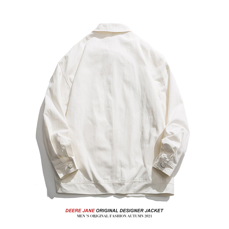 Men Long-Sleeve Shirt Men Fashion Brands All-Match White Casual Jacket