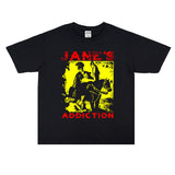 Rock Star T Shirt Rock Ajane's Ddiction Band Washed Distressed Printed T-shirt Loose