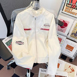 Unisex Baseball Jersey Vintage PU Leather Bike Slim Jacket
