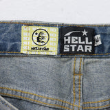HS jeans Vintage Ripped Denim Shorts with Star Graphic and Distressed Details