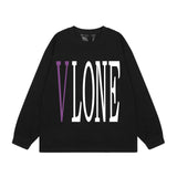 Vlone Sweatshirts Autumn and Winter Purple Big V Letter