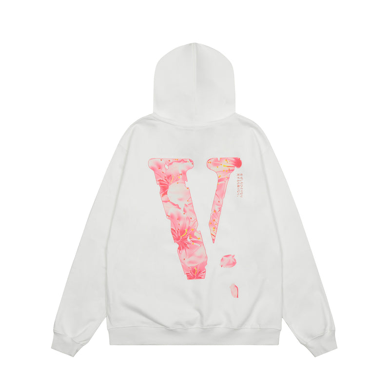 Vlone Hoodie Autumn and Winter Flowers Big V Letter Pullover Hooded