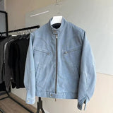Unisex Baseball Jersey Cropped Denim Jacket