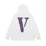Vlone Hoodie autumn and winter purple big V letter hooded sweater